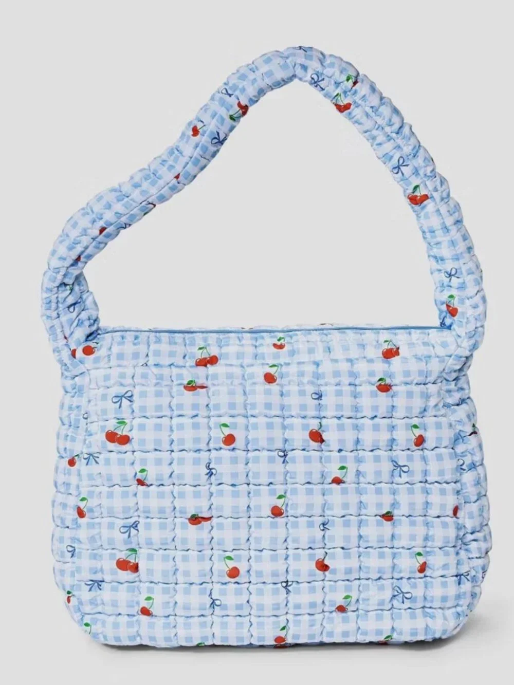 NWT Wild Fable Puffer Hobo Shoulder Bag Tote Purse Gingham Cherry Print